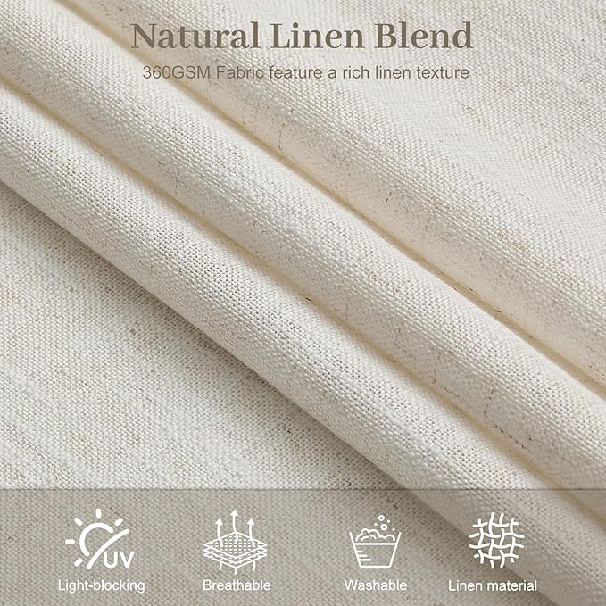 60 Inch Extra Width Pinch Pleated Curtains for Living Room, Light Filtering Modern Privacy Pleated Linen Sheer Curtain with Hooks Rings Back Tab Drapes for Sliding Door, Natural, 1 Panel, W60xL90