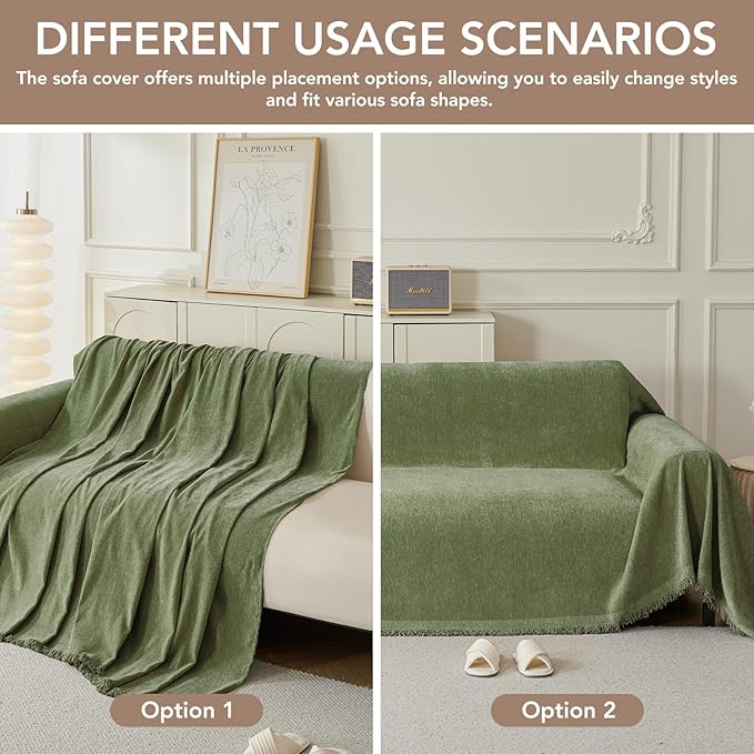 Armchair Couch Cover for Dogs 1 Cushion, Washable Recliner Covers Sofa Protector, Oversized Single Chair Covers, Accent Chair Couch Slipcovers, Pet Couch Cover Blanket Throws(71"x91", Green)