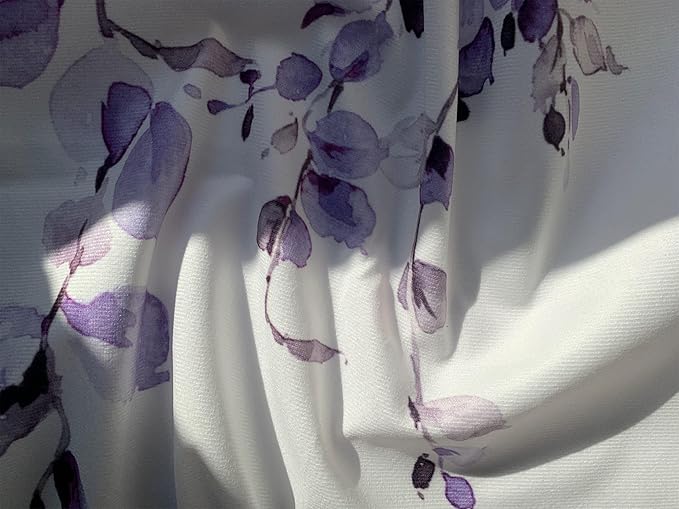 2 Pack Watercolor Purple Leaves Window Valance for Bedroom Living Room, Lavender Leaf Plant Curtains Valanes for Windows, 3" Rod Pocket Window Treatment for Home Decorations, 54 x 18 Inch, 2 Panel