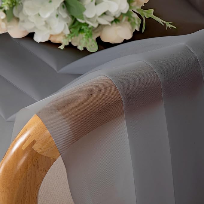 Aiyufeng 2 Panels Sheer Window Curtains 72 Inches Length, Elegant Window Voile Panels/Drapes/Treatment/Backdrop for Living Room Wedding Party Home Decor (40W x 72L inches, Gray)