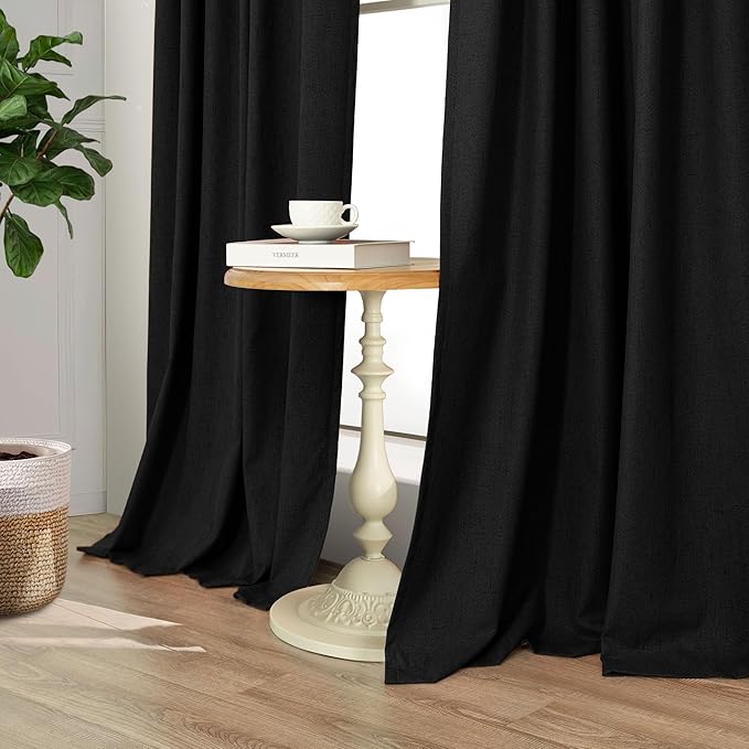 72 Inch Blackout Curtains for Living Room 2 Panel Burg Complete Black Out Thermal Insulated Darkening Back Tab Pleated Lightweight Noise Reducing Saver Energy Saving Long Curtain for Bedroom 72 Length
