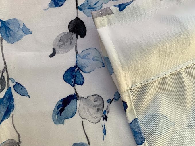 2 Pack Watercolor Blue Leaves Window Valance for Bedroom Living Room, Leaf Vine Plant Curtains Valanes for Windows, 3" Rod Pocket Window Treatment for Season Home Decorations, 54 x 18 Inch, 2 Panel