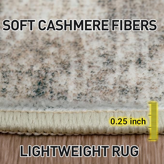5x7 Area Rugs Washable Rug: Modern Abstract Living Room Rug Soft Anti-Skid Thin Carpet Indoor Floor Non-Shedding Carpets for Bedroom Dining Room Farmhouse Nursery Home Office Brown Black