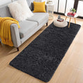 OLANLY 3x9 Machine Washable Runner Rugs for Hallway, Soft Fluffy Shaggy Bedside Rugs for Bedroom, Living Room, Indoor Floor Carpet for Kids Girls and Boys, Nursery Rooms, Home Decor Aesthetic, Black