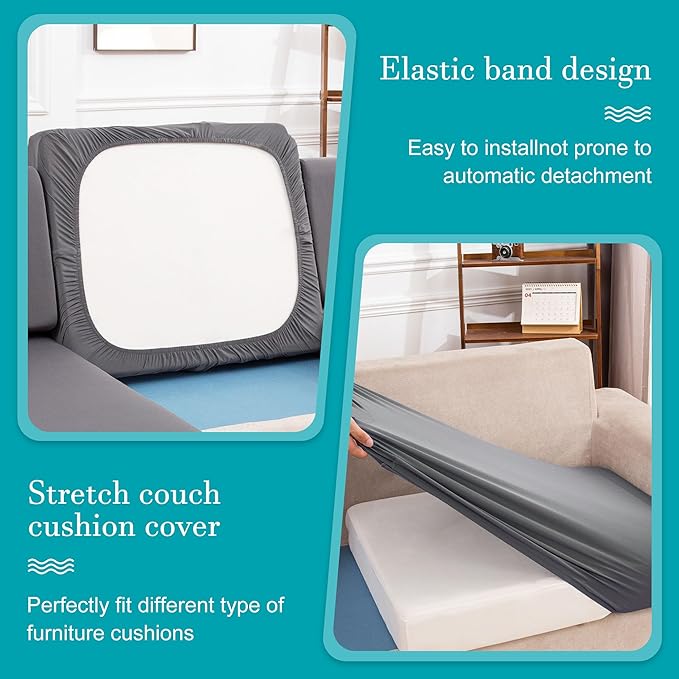 14Pcs Stretch Patio Cushion Covers,Outdoor Couch Covers Replacement,Outdoor Couch & Sofa Slipcovers,for Patio Furniture Cushion Covers,Washable Reusable Furniture Protector(Grey,Cover Only)