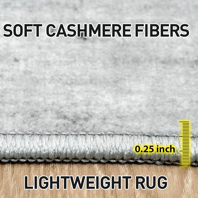 10x14 Area Rugs Washable Rug: Modern Abstract Living Room Rug Soft Anti-Skid Thin Carpet Indoor Floor Non-Shedding Carpets for Bedroom Dining Room Farmhouse Nursery Home Office Black White Grey