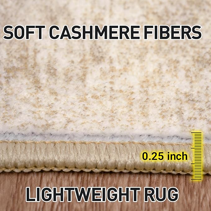 8x10 Area Rugs Washable Rug: Modern Abstract Living Room Rug Soft Anti-Skid Thin Carpet Indoor Floor Non-Shedding Carpets for Bedroom Dining Room Farmhouse Nursery Home Office Beige