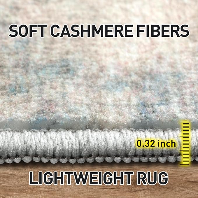2'6''x8' Runner Rugs Washable Rug: Modern Abstract Hallway Runner Rug Indoor Soft Low Pile Thin Carpet Anti-Skid Non-Shedding Carpets for Kitchen, Entryway, Laundry, Bedroom - Multi Color