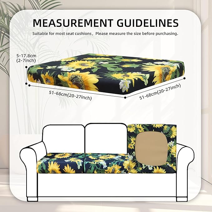 8Pcs Stretch Patio Cushion Covers,Outdoor Couch Covers Replacement,Outdoor Couch & Sofa Slipcovers,for Patio Furniture Cushion Covers,Washable Reusable Furniture Protector(Sunflower,Cover Only)