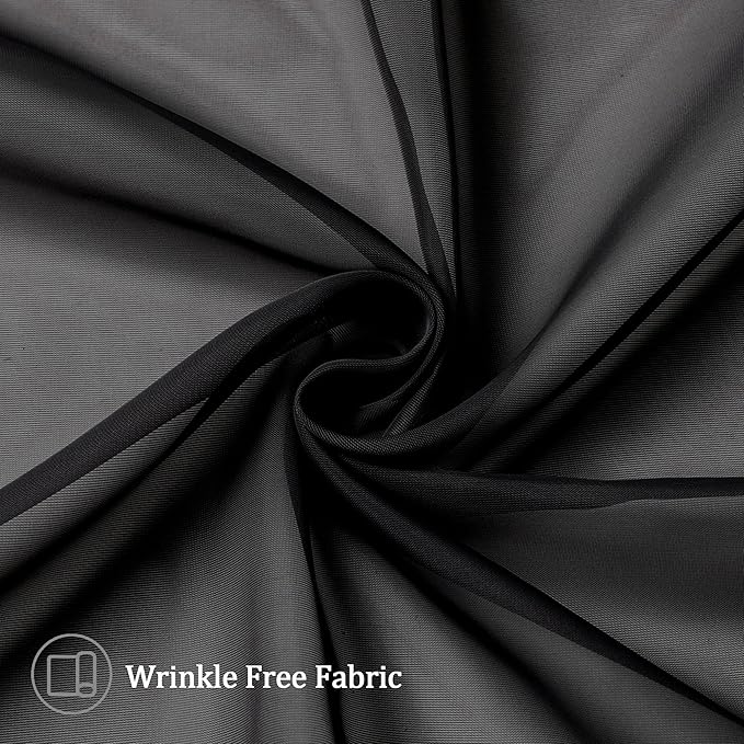 Aiyufeng 2 Panels Black Sheer Valance 14 Inch Length, Short Black Sheer Curtains for Bedroom, 14 Inches Kitchen Curtains for Small Window, Dual Rod Pocket (40 by 14 Inches Long)
