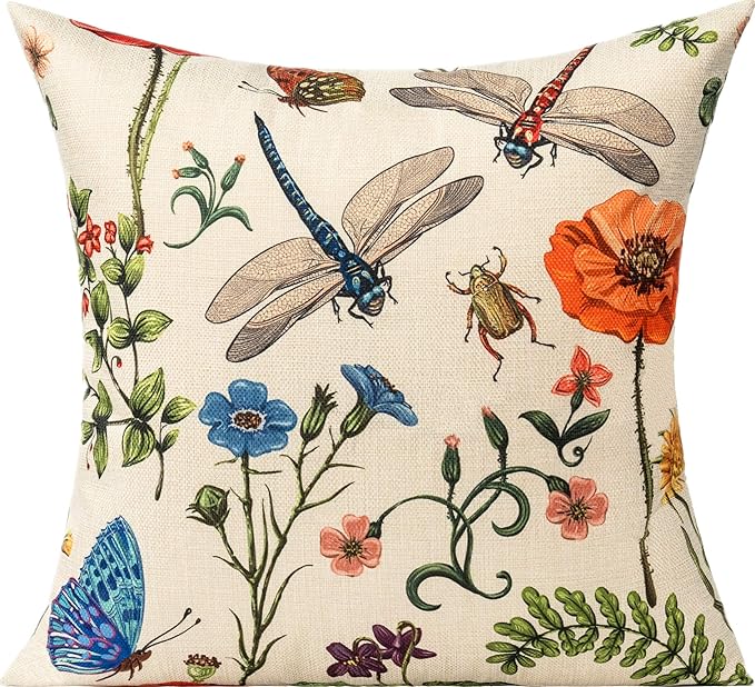 All Smiles Outdoor Patio Throw Pillow Covers 20x20 Set of 4 Spring Summer Garden Flowers Farmhouse Décor Outside Furniture Bench Chair Decorative Cushion Cases for Swing Deep Seat Bed Couch Sofa