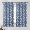 Beauoop 100% Blackout Curtains 45 Inches Long 2 Panels for Bedroom Living Room Blue Moroccan Geo Room Darkening Thermal Insulated Soundproof Grommet Top Window Treatments Drapes, 50x45 Set of 2