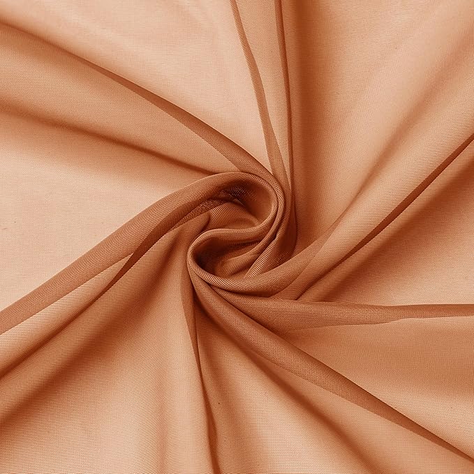 Aiyufeng Orange Sheer Curtains 45 inches Long, Short Kitchen Window Treatment Solid Sheers Cafe Curtains Bathroom Voile Half Window Curtains 2 Panels, Rod Pocket, 42" Wx45 L