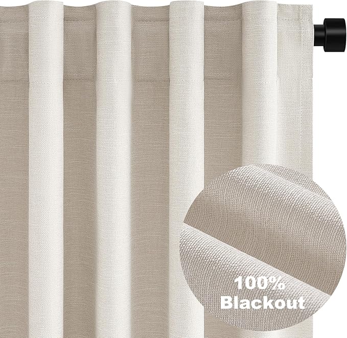54 Inch Long Blackout Tiers Curtains for Small Window Elegant Short Curtain Drapes for Livingroom Bedroom Thermal Insulated Linen Cafe Drapes (2 Panels, 52 inches Wide by 54 inches)Cream Ivory