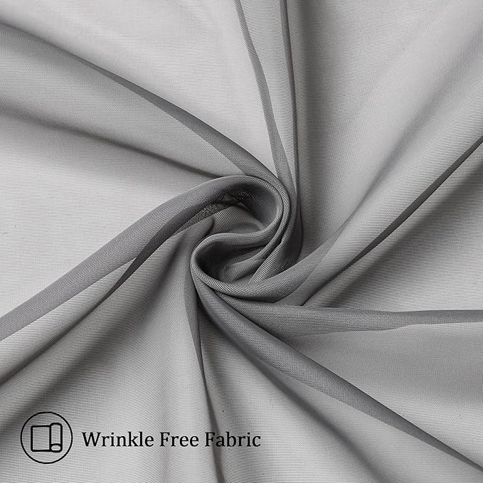 Aiyufeng Basic Rod Pocket Sheer Voile Window Curtain Panels White 1 Pair 2 Panels 40 Width 54 Inch Long for Kitchen Bedroom Children Living Room Yard(Grey, 40 W x 54 L)