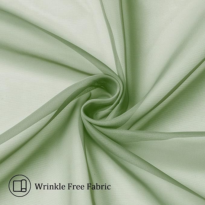 Aiyufeng Sage Green Sheer Voile Window Treatment Rod Pocket Curtain Panels for Kitchen Bedroom Living Room Drapes Sunlight Filtering Privacy Semi Home Decor Assorted Colors Sizes (40 W x 72 L)