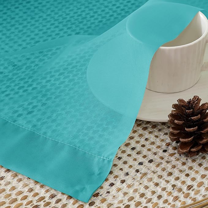 Aiyufeng Turquoise Sheer Curtains 96 Inches Long 2 Panels Set, Light Filtering Soft Airy Voile Rod Pocket Turquoise Sheer Window Drapes for Bedroom Living Room, Each 42Wx96L Inches