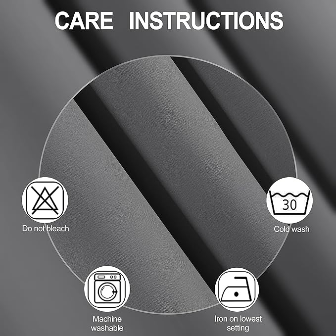 LEMOMO Grey Bedroom Blackout Curtains/52 x 63 Inch Long/Set of 2 Curtain Panels/Thermal Insulated Room Darkening Curtains for Bedroom