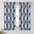 Beauoop 100% Blackout Curtains 54 Inches Long 2 Panels for Bedroom Living Room Blue Grey Moroccan Geo Room Darkening Thermal Insulated Soundproof Grommet Top Window Treatments Drapes, 50x54 Set of 2