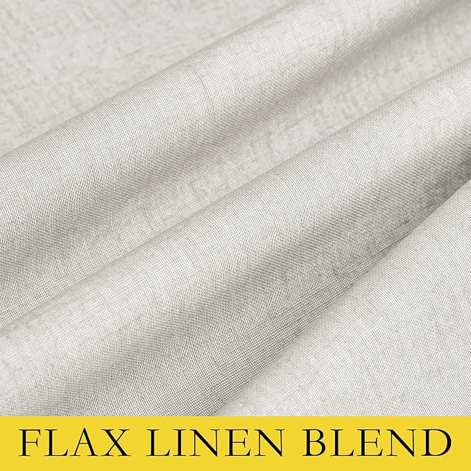 NICETOWN 100% Absolutely Blackout Linen Curtains with Thermal Insulated White Liner, Ivory, 52" W x 63" L, Set of 2, Burlap Textured Textured Linen Look Privacy Window Treatment for Kitchen