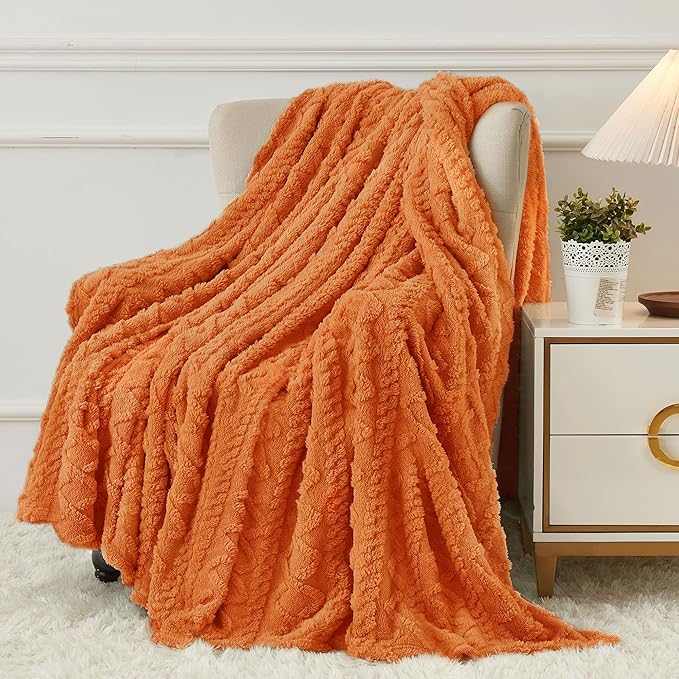 Aganear Flannel Throw Blanket - 50"x60" Orange Blankets Boho Decor Cozy Soft Bedding for Warm Present for Tennessee Vols, Christmas, Halloween, Housewarming