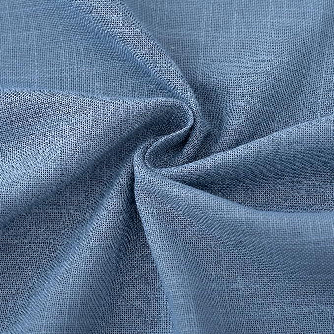 Denim Blue Curtains for Living Room Back Tab Modern Farmhouse Semi Sheer Blue Curtains 96 inches Long 2 Panels Set Muted Neutral Window Curtain for Dining Room Bedroom 52x96