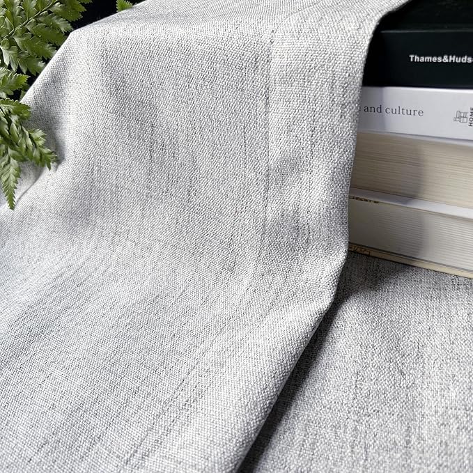 2 Pack Faux Linen Valance for Windows Kitchen Living Room Valances Rod Pocket Farmhouse Country Rustic Bathroom Small Window Treatment (54x15 inch, Grey)