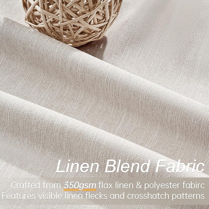 92 Inch Long Curtains Blackout 2 Panels,Custom Made Modern Neutral Soundproof Elegant Decorative Dark Out Linen Cottage Nursery Draperies for Living Room 52x92 Linen Beige Oatmeal