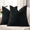decorUhome Black Chenille Euro Sham Throw Pillow Covers 26x26 Set of 2 Textured Soft Cozy Slubby Couch Pillow Covers Modern Farmhouse Boho Decorative Pillow Cases for Bed Sofa Living Room