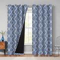 Beauoop 100% Blackout Curtains 96 Inches Long 2 Panels for Bedroom Living Room Blue Moroccan Geo Room Darkening Thermal Insulated Soundproof Grommet Top Window Treatments Drapes, 50x96 Set of 2