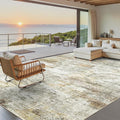 10x14 Area Rugs for Living Room, Non Slip Machine Washable Vintage Rugs, Low Pile Lightweight Large Rug for Bedroom, Dining Room, Home Office Gray Rust