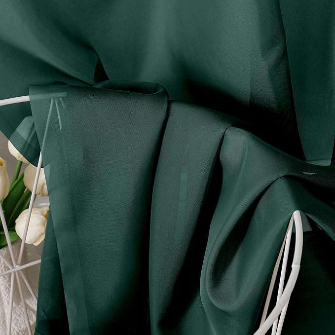 Aiyufeng Hunter Green Sheer Curtain Drapes 54 Inch Length 2 Panels for Living Room, Light Filtering Voile Green Drapes for Bedroom, Patio, Sliding Door, Each 42" W x 54" L