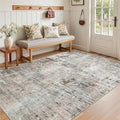 3x5 Rug, Abstract Small Area Rug for Kitchen, Entryway, Machine Washable Non-Slip Throw Rug, Vintage Carpet for Nursery Coffee Table Pink Grey